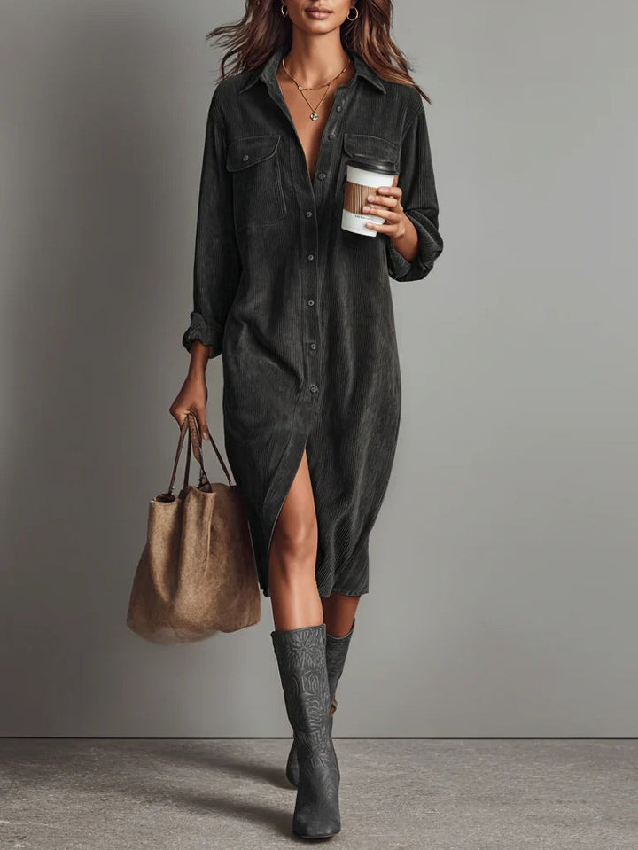 Stepany | Loose Corduroy Midi Dress