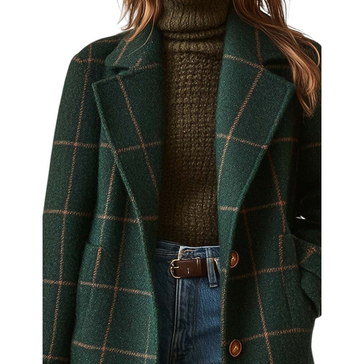 Kate | Women's Retro Lapel Plaid Tweed Coat