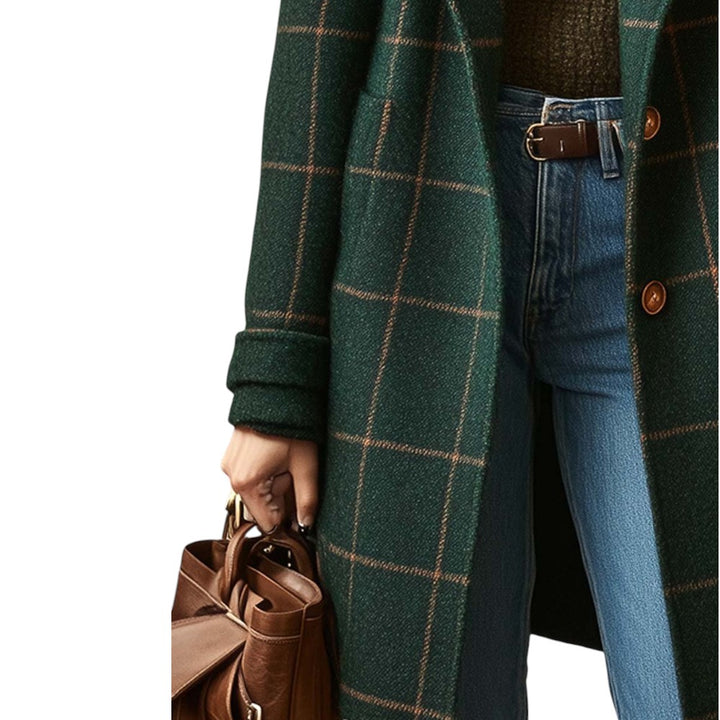 Kate | Women's Retro Lapel Plaid Tweed Coat