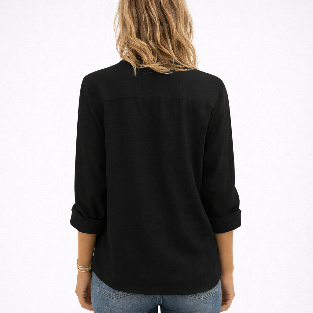 Indie | Blouse with Ruffles, V-Neck and Long Sleeves