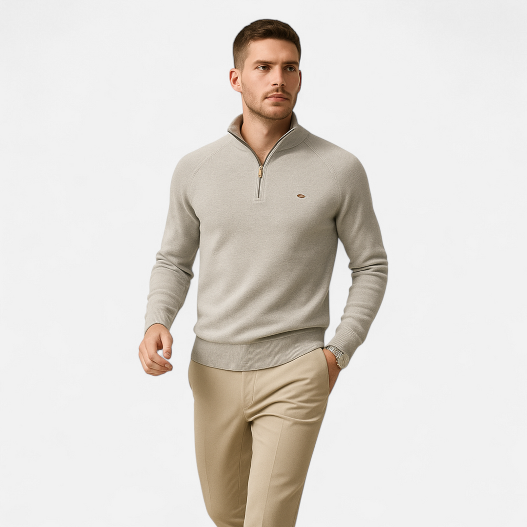 Lauvain | Men’s Cotton Zip Sweater – Refined Knitwear for the Season