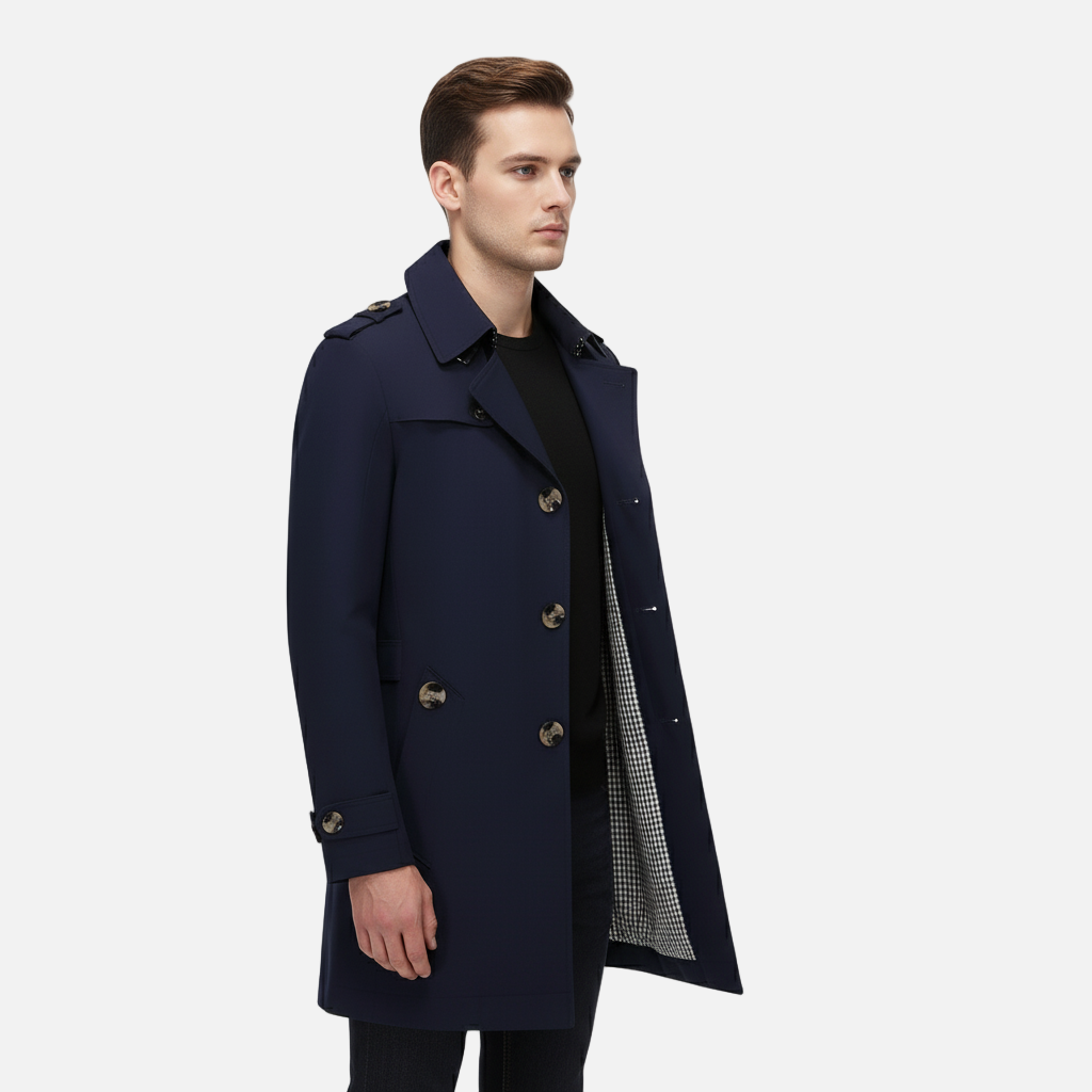 Lauvin | Men’s Trench Coat – Classic Single Breasted Design