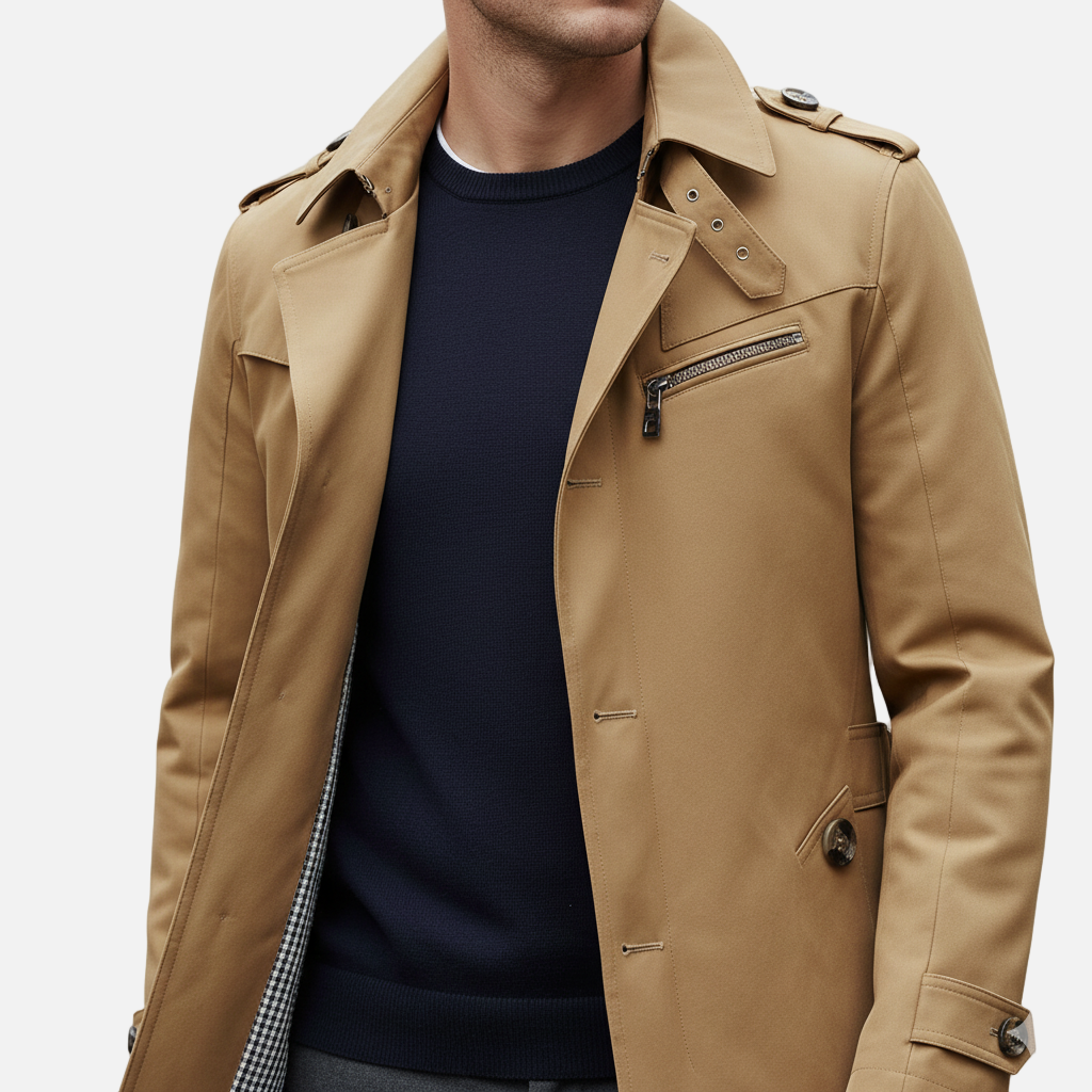 Lauvin | Men’s Trench Coat – Classic Single Breasted Design