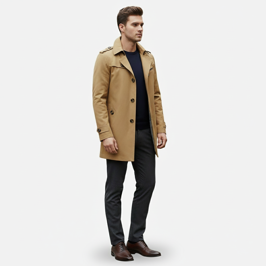 Lauvin | Men’s Trench Coat – Classic Single Breasted Design