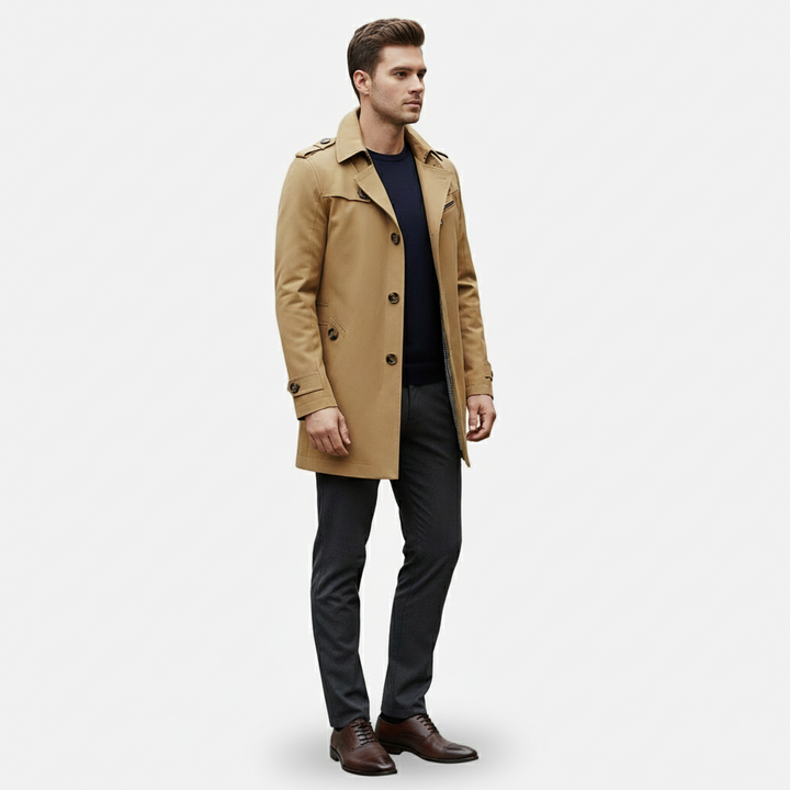 Lauvin | Men’s Trench Coat – Classic Single Breasted Design