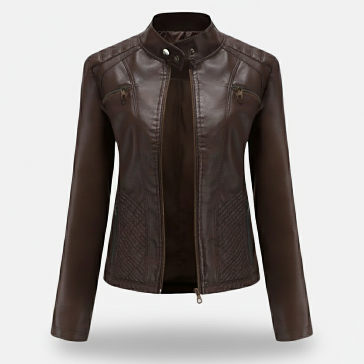 Lauvin | Women’s Slim-Fit Zip-Up Leather Moto Jacket