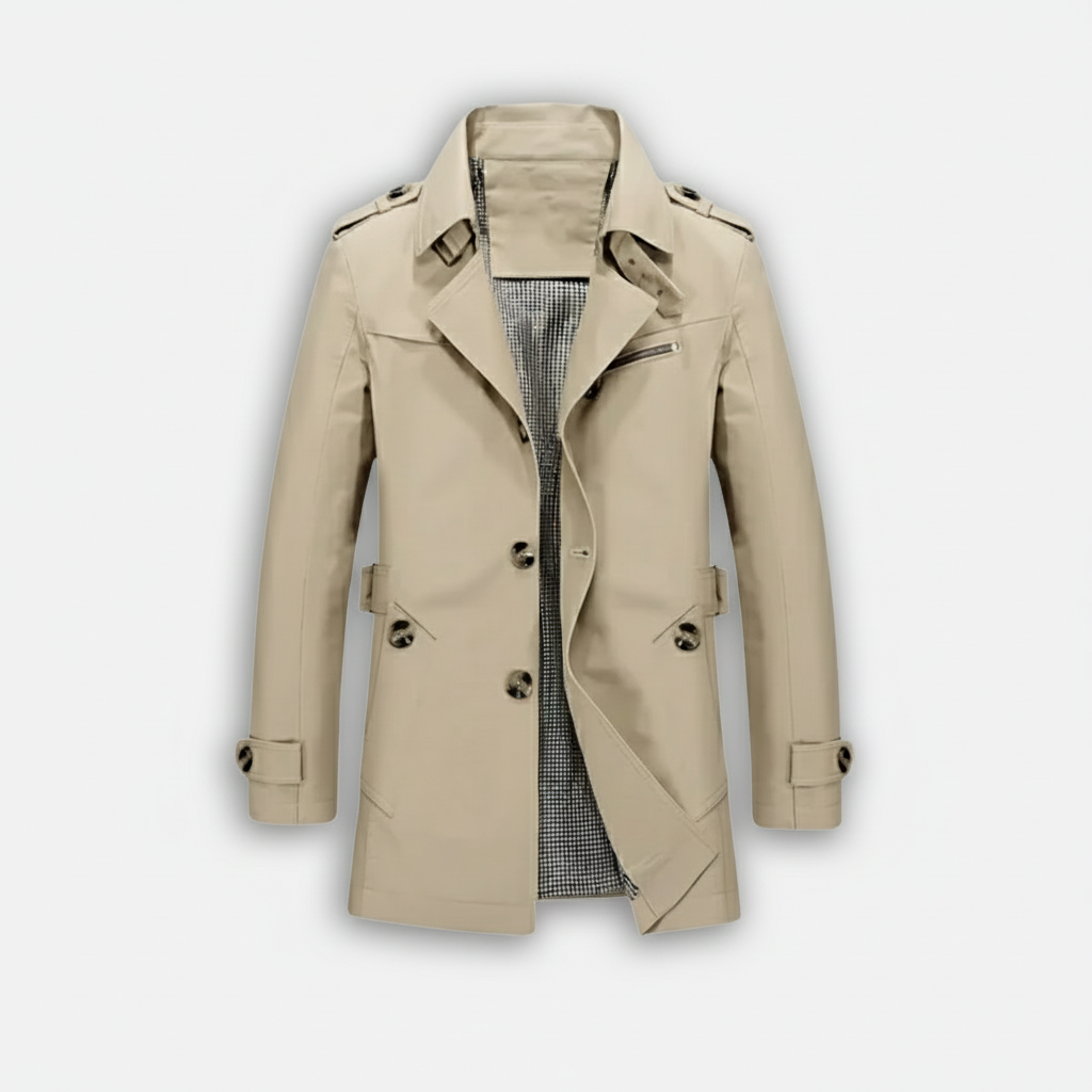 Lauvin | Men’s Trench Coat – Classic Single Breasted Design