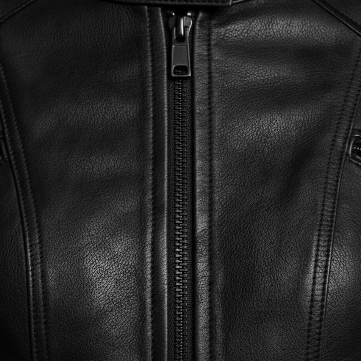 Lauvin | Women’s Slim-Fit Zip-Up Leather Moto Jacket