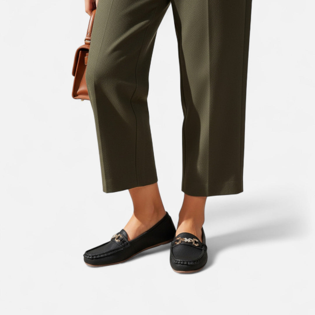 Lauvin | Women’s Loafers – Butterfly Strap Diamond Accent