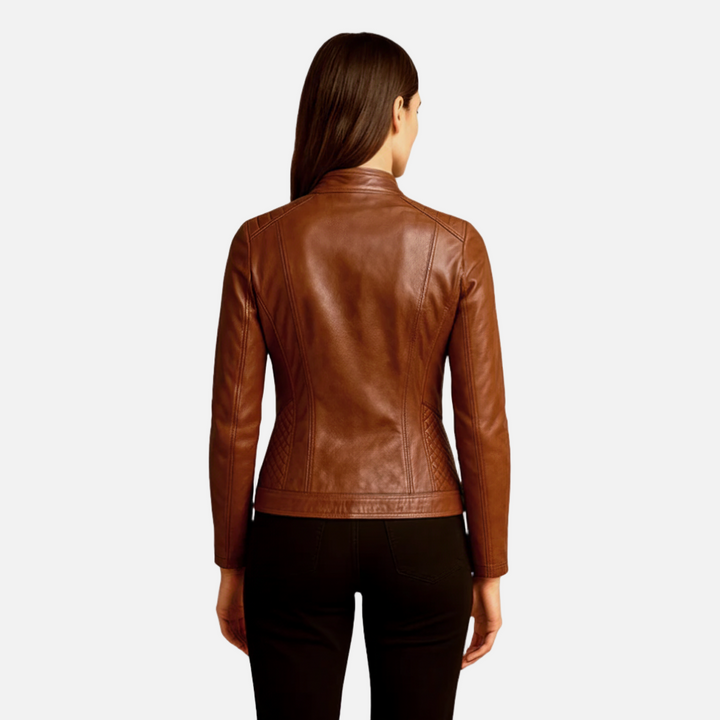 Lauvin | Women’s Slim-Fit Zip-Up Leather Moto Jacket