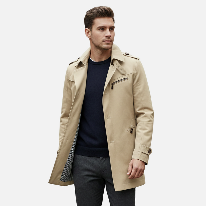 Lauvin | Men’s Trench Coat – Classic Single Breasted Design