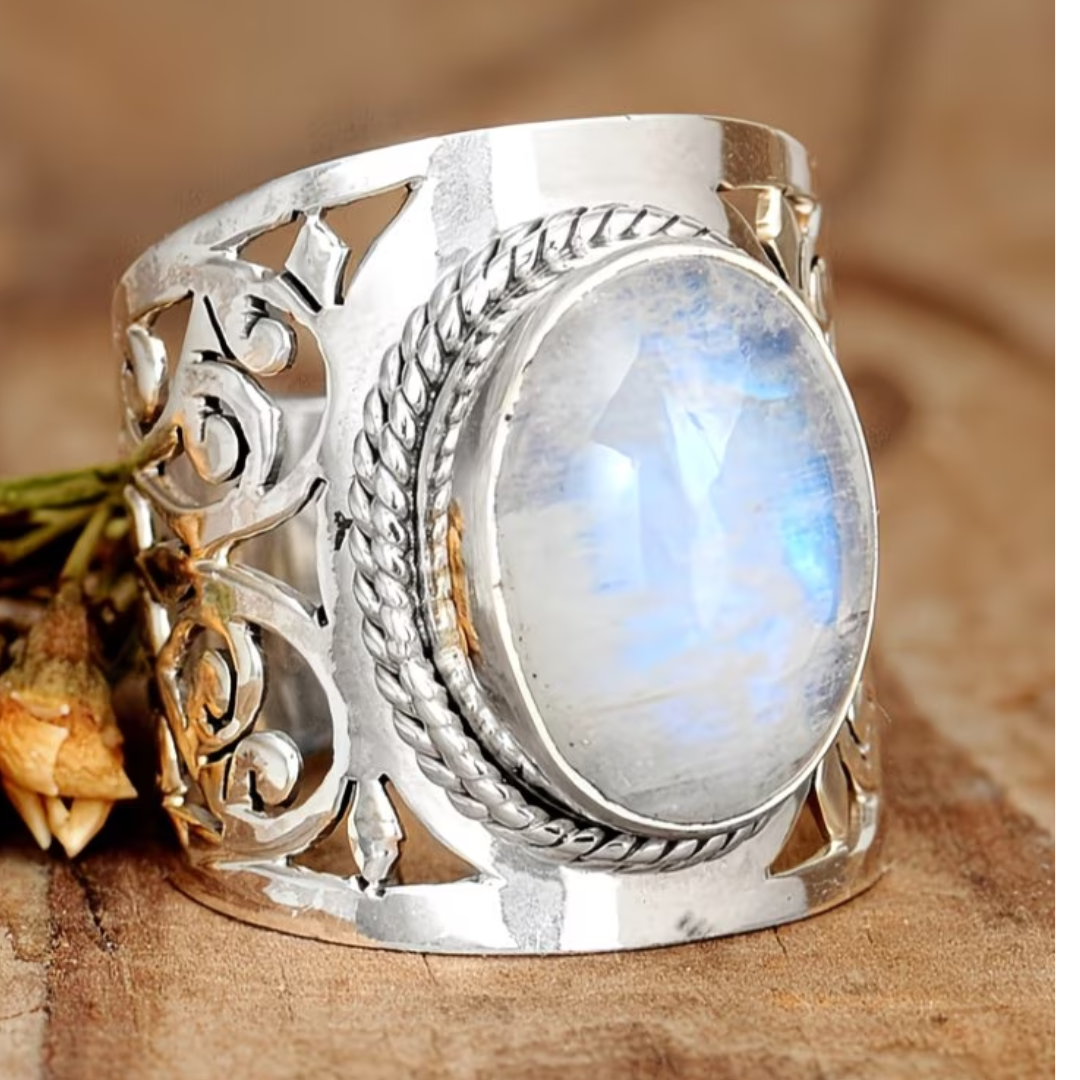 Vintage Bohemian Style Opal Silver Ring