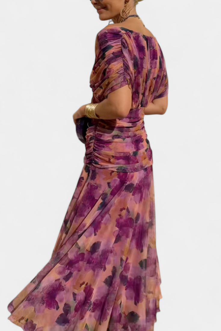 Elowen | Long floral dress with V-neck