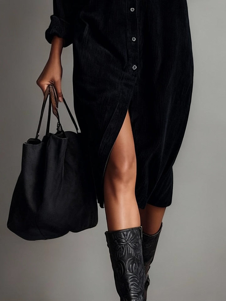 Stepany | Loose Corduroy Midi Dress