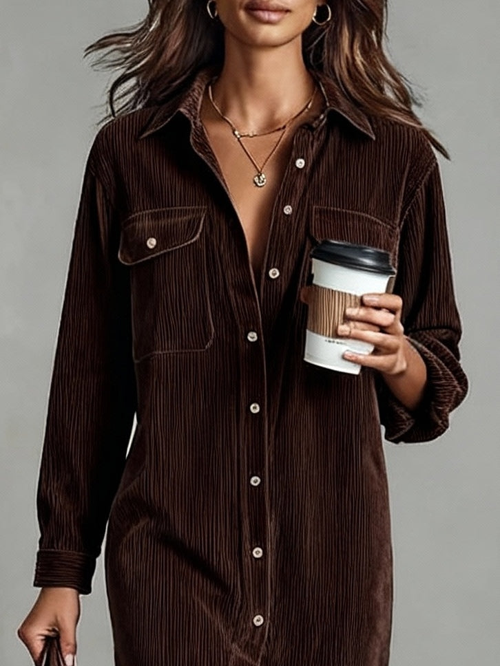 Stepany | Loose Corduroy Midi Dress