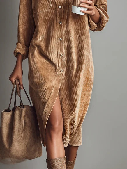 Stepany | Loose Corduroy Midi Dress