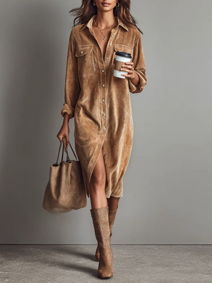 Stepany | Loose Corduroy Midi Dress