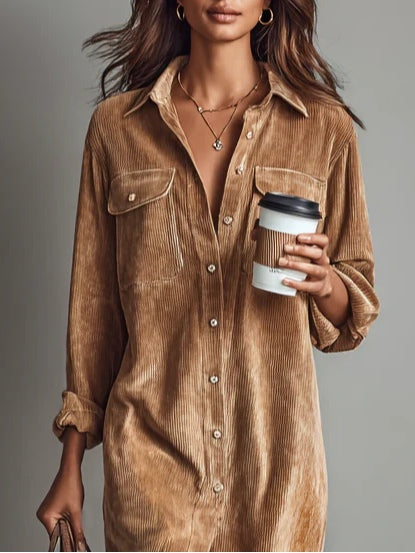 Stepany | Loose Corduroy Midi Dress