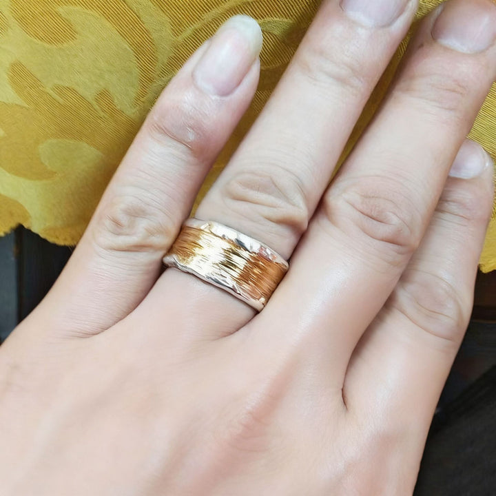 Soren | Hammered-Style Silver & Gold Band