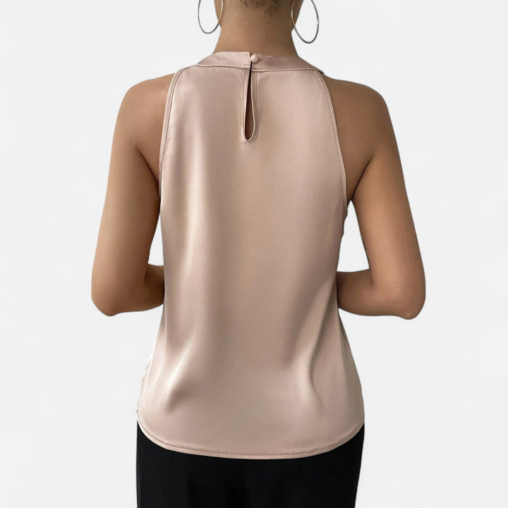 Lauvin | Women’s Satin Blouse – Pleated Halter Style