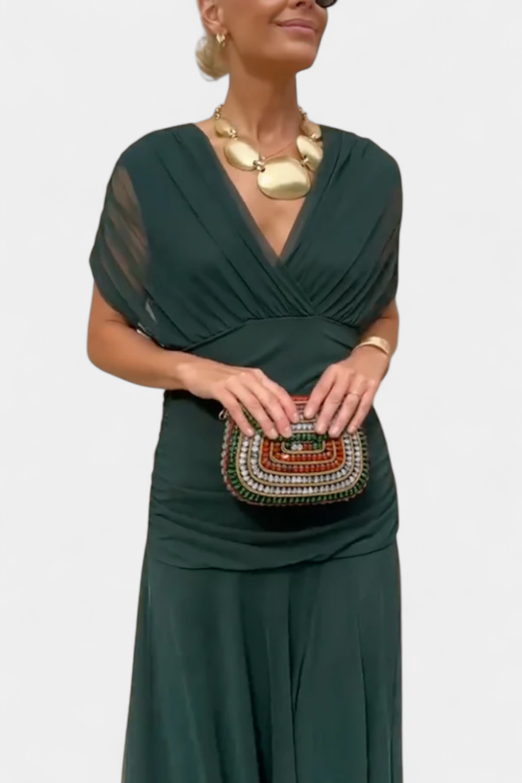 Elowen | Long floral dress with V-neck