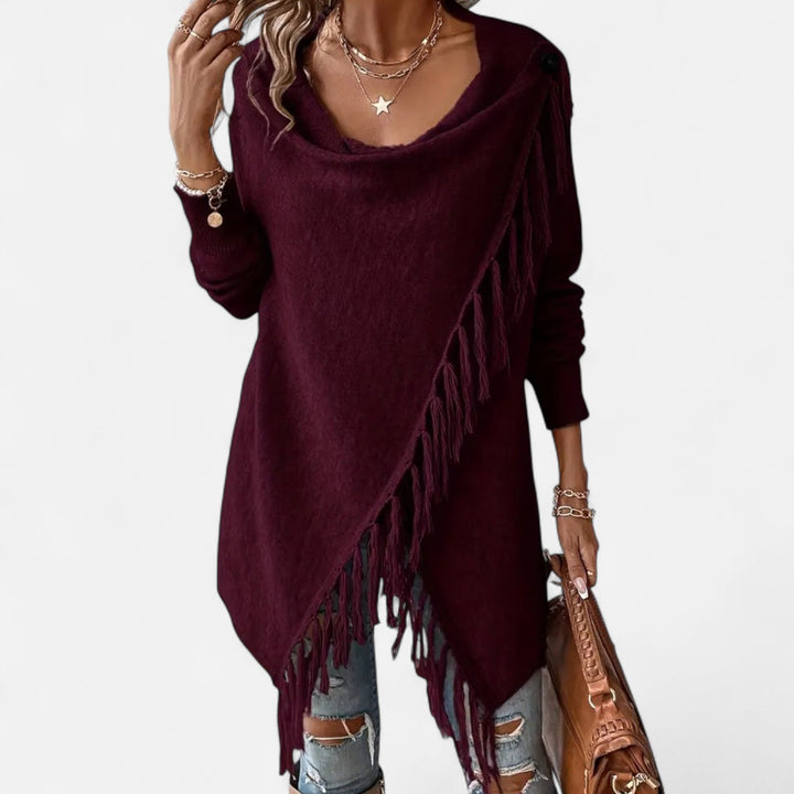 Lauvin | Women’s Fringe Tassel Draped Neckline Shawl