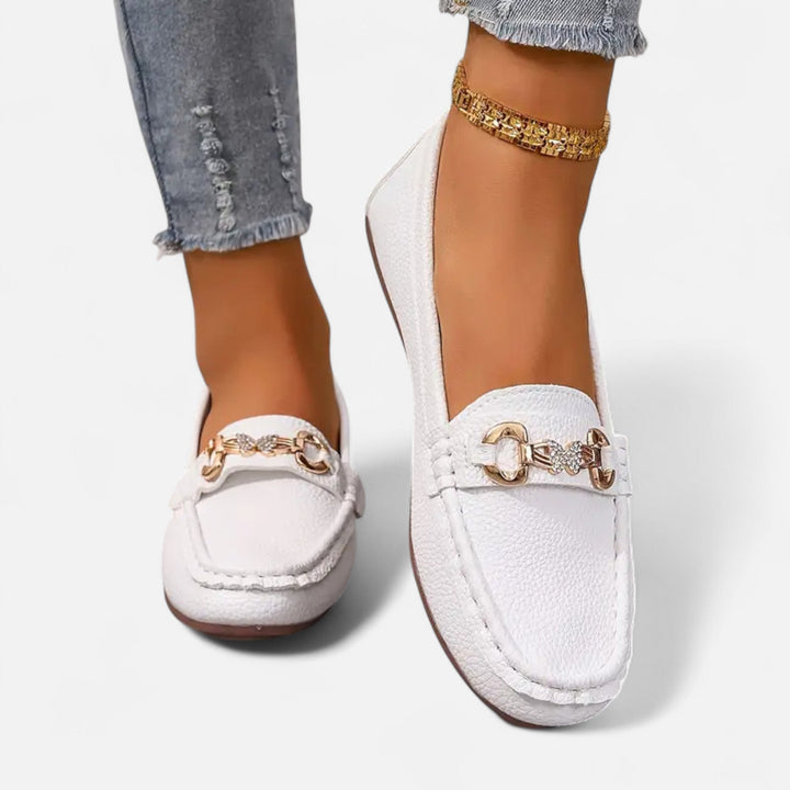 Lauvin | Women’s Loafers – Butterfly Strap Diamond Accent
