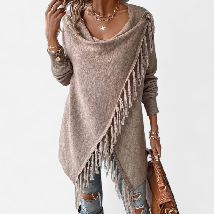 Lauvin | Women’s Fringe Tassel Draped Neckline Shawl