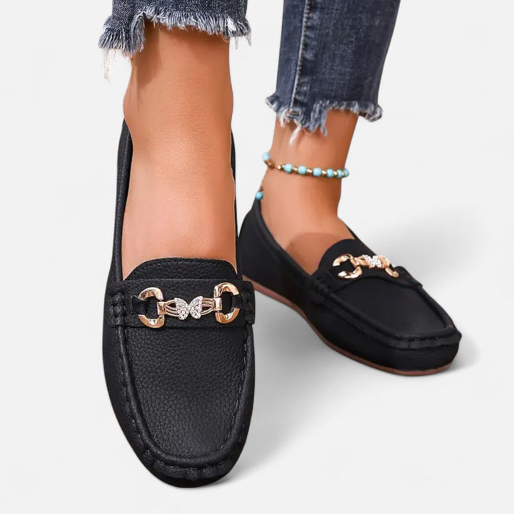 Lauvin | Women’s Loafers – Butterfly Strap Diamond Accent