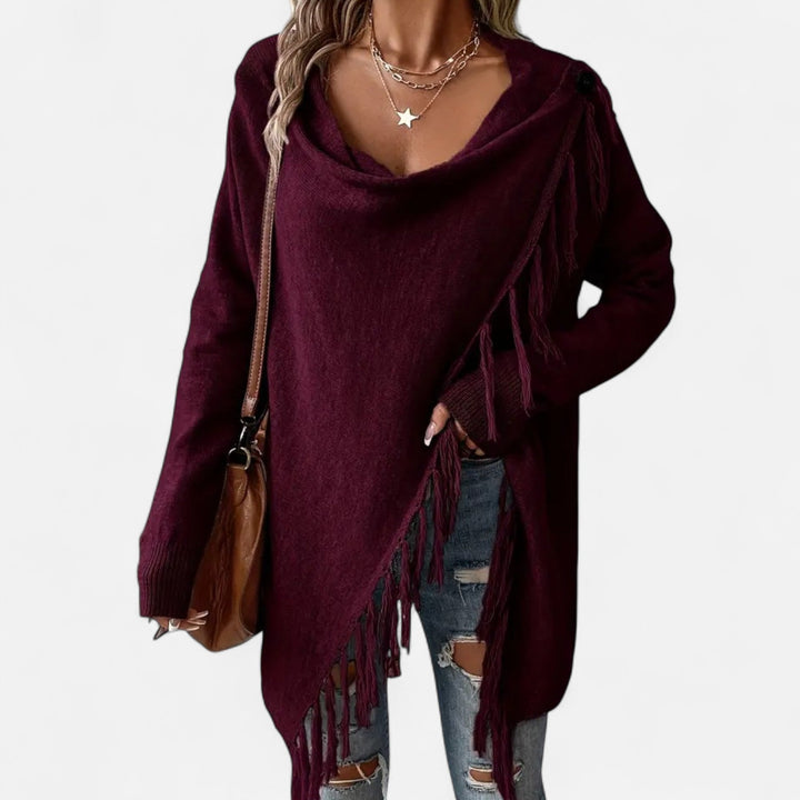 Lauvin | Women’s Fringe Tassel Draped Neckline Shawl
