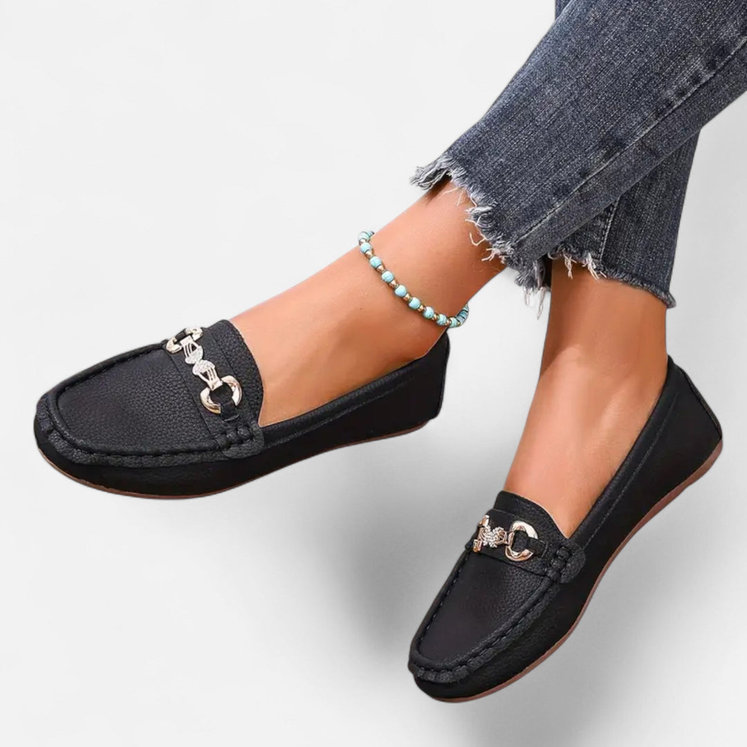 Lauvin | Women’s Loafers – Butterfly Strap Diamond Accent