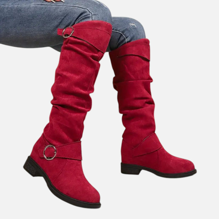 Lauvin | Women’s Knee-High Boots – Buckle Belt Elegance