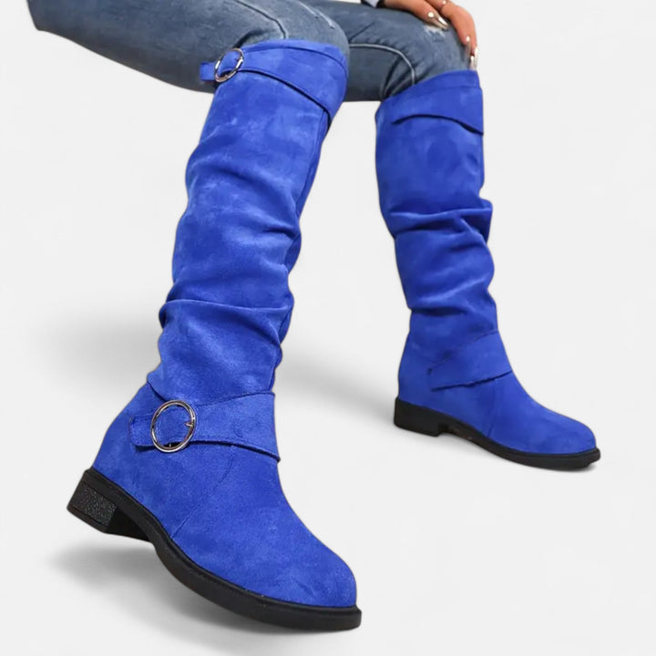 Lauvin | Women’s Knee-High Boots – Buckle Belt Elegance