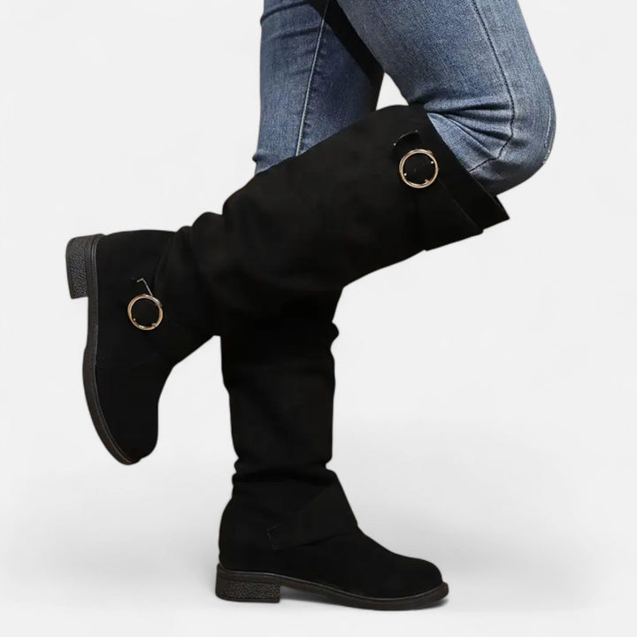 Lauvin | Women’s Knee-High Boots – Buckle Belt Elegance