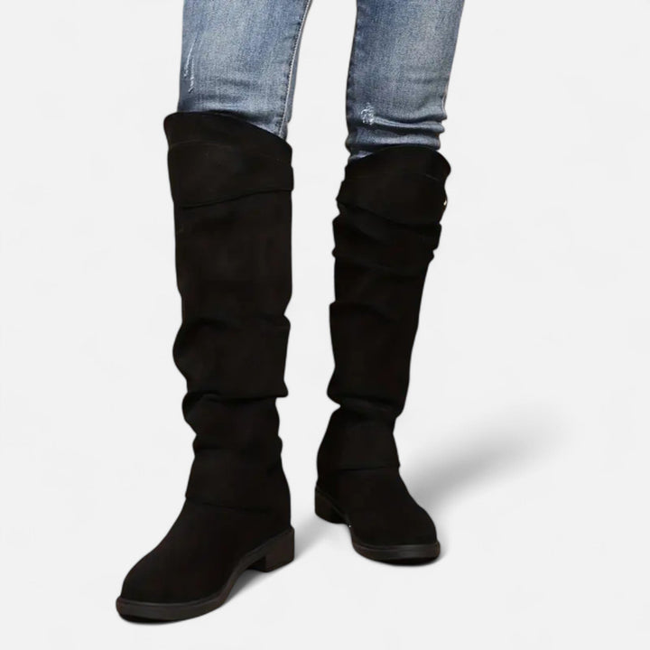 Lauvin | Women’s Knee-High Boots – Buckle Belt Elegance