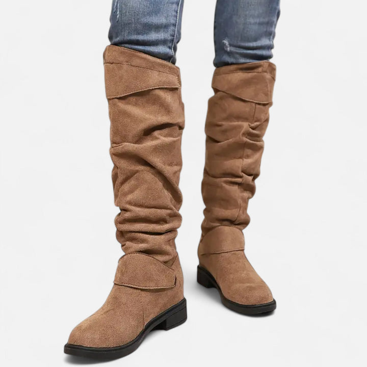 Lauvin | Women’s Knee-High Boots – Buckle Belt Elegance