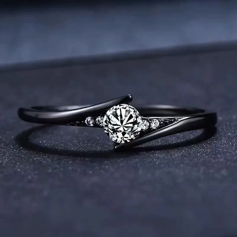 Vintage Black Gold Crystal Ring